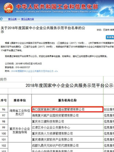 海口高新区获第三块国家级牌子：国家中小企业公共服务示范平台